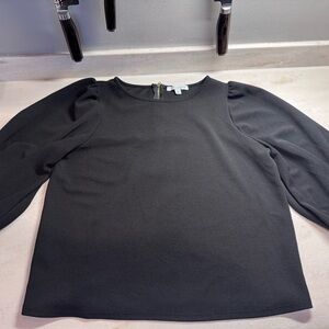 Gorgeous Green Envelope Black 3/4 Puff Sleeve Blouse Women’s Size L *Never Iron*